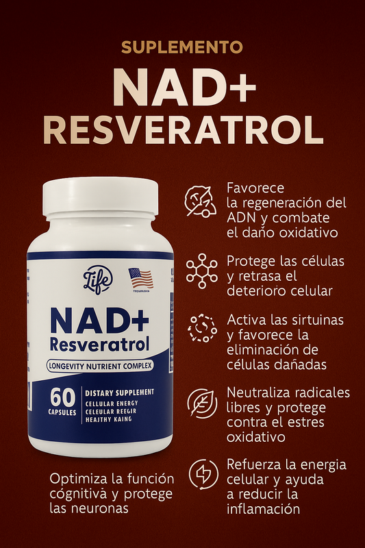 NAD+ Resveratrol 60 Cáps | "Renueva Tu Cuerpo Desde Adentro, Siéntete Imparable"