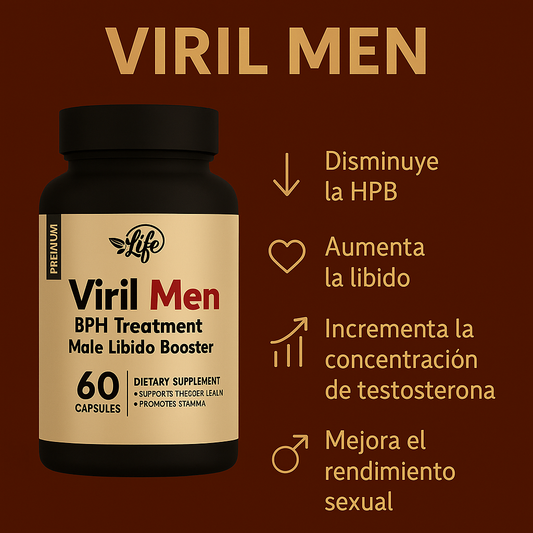 Viril Men 60 Cápsulas — Booster de libido y testosterona, apoyo prostático — ¡Recupera tu confianza hoy!