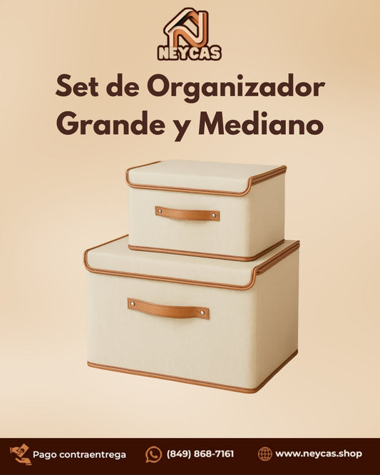 Set de Organizadores (Grande + Mediano) con Tapa 🧺 | Orden en Minutos