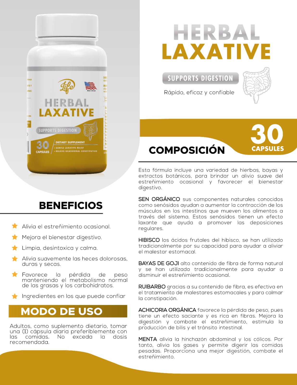 Combo Detox Digestive Colon Cleanse + Herbal Laxative Life™ | ¡No estás GORD@, estás INFLAMAD@! | Limpia Tu Organismo de forma Natural