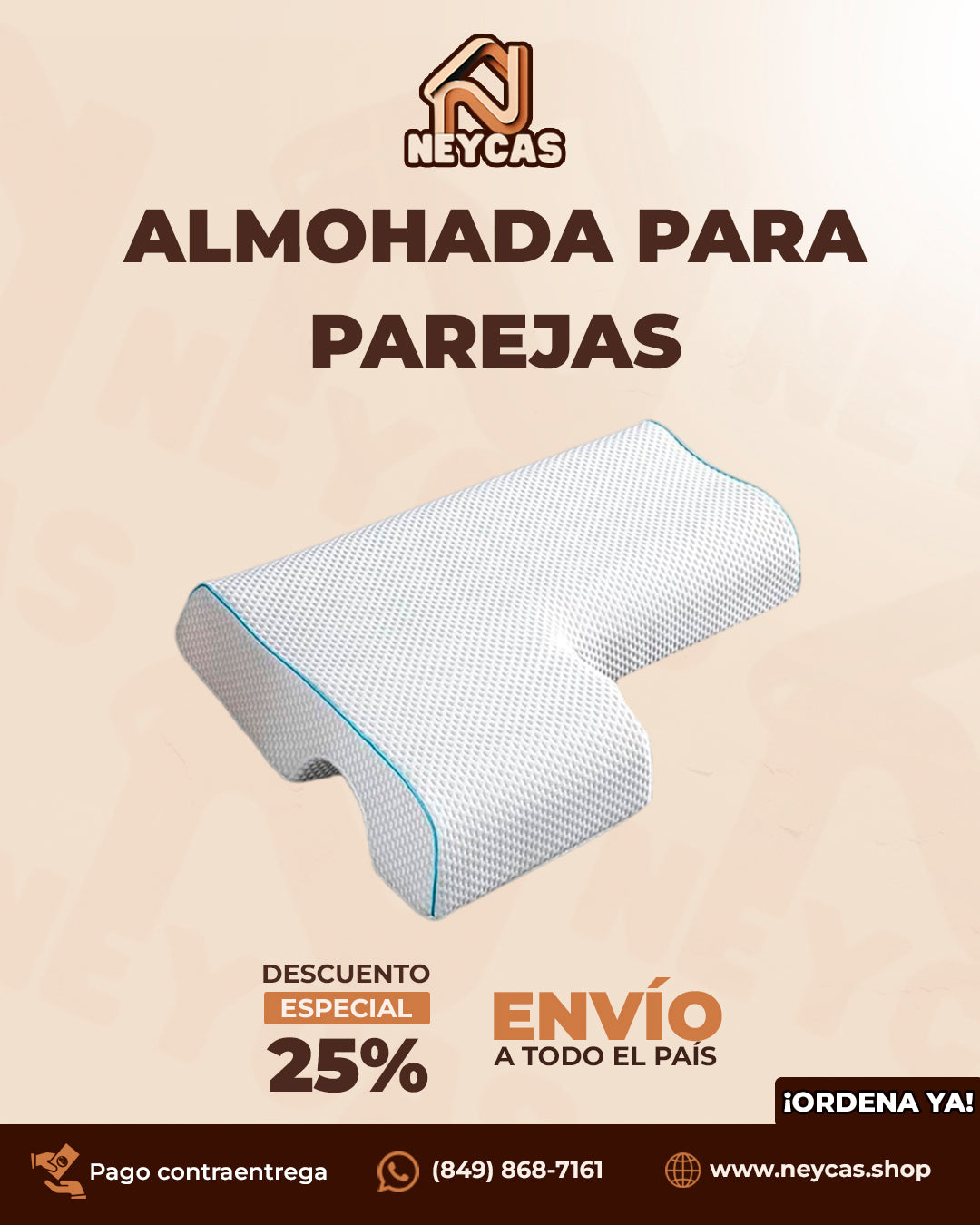 Almohada Ortopédica para Parejas DormiLove™ | Espuma Viscoelástica + Diseño Curvo = Descanso Perfecto en Pareja