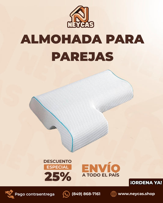 Almohada Ortopédica para Parejas DormiLove™ | Espuma Viscoelástica + Diseño Curvo = Descanso Perfecto en Pareja