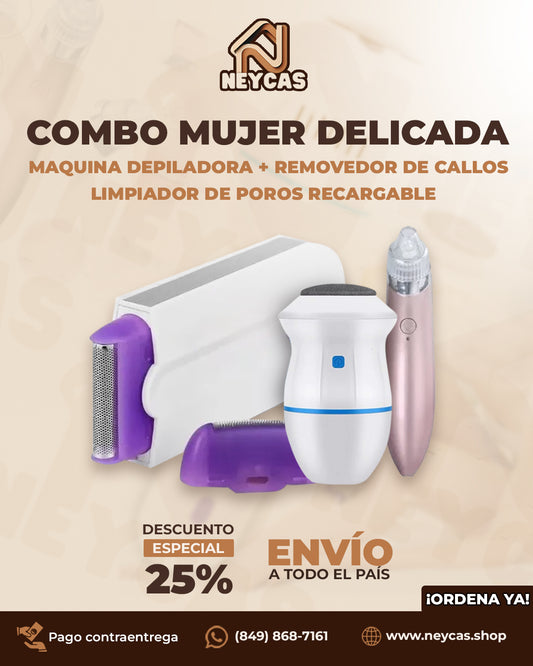 Combo Mujer Delicada GlowTouch™ | Adiós Vello, Callos y Puntos Negros: Renueva tu Piel