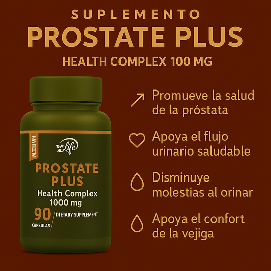 Prostate Plus 1000 mg — 90 cápsulas | Salud prostática y mejor flujo: ¡menos baño, más sueño! 😅