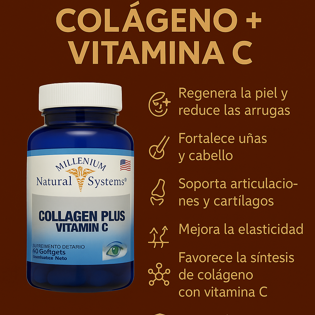 Colágeno + Vitamina C (60 Capsulas) — Recupera firmeza, elasticidad y brillo natural desde adentro, de forma visible y sin complicaciones.