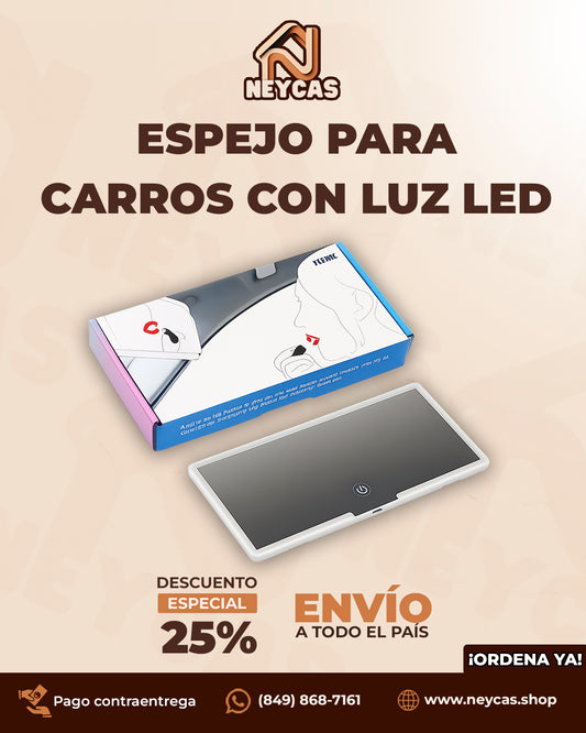 Espejo con Luces Led para Autos AutoGlam™ | Iluminación Profesional en Tu Vehículo – Espejo Táctil con Luz y USB