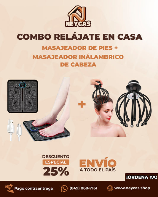 Masajeador de pies + Masajeador inalambrico inteligente para cabeza ZenFusion™ (combo) |  Tecnología + Bienestar: Disfruta Masajes Profesionales en Casa