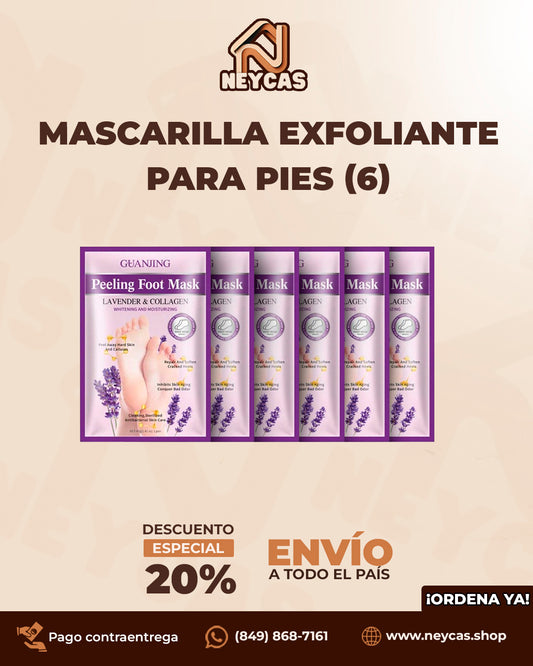 COMBO de 6 (SEIS) Mascarillas Exfoliante para tus pies Lavender™ | Spa en casa para tus pies – ¡Exfolia, relaja y suaviza!