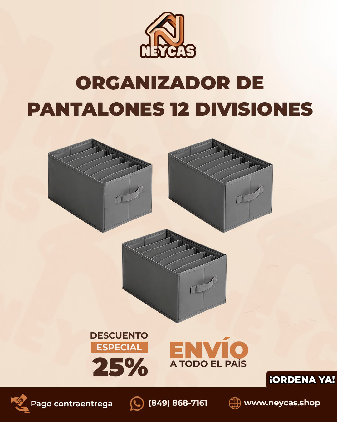 Kit de 3 (TRES) Organizador de Pantalones de 12 Divisiones SpaceSmart™ | ¡Dile adiós al desorden! Organiza hasta 36 pantalones sin esfuerzo