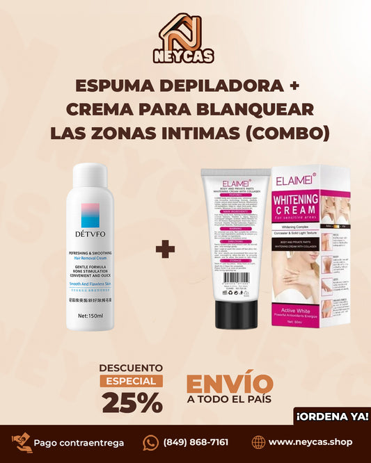 Espuma Depiladora + Crema Blanqueadora Intima Dermabelle™ |  Cuidado Íntimo sin Dolor y con Resultados Reales