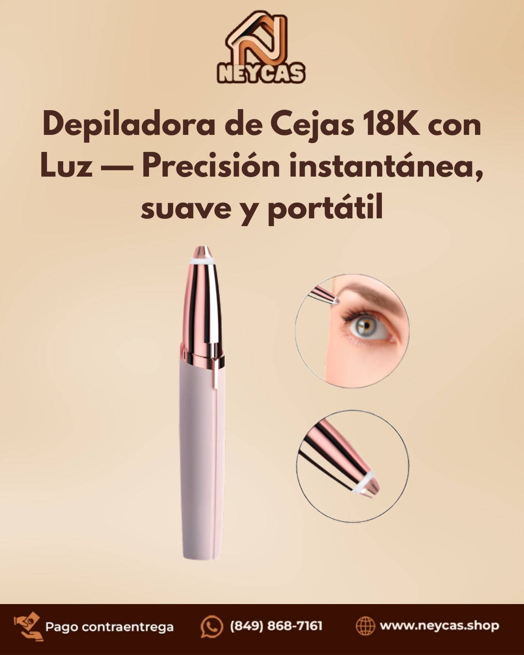 Depiladora de Cejas 18K con Luz | Precisión instantánea, suave y portátil