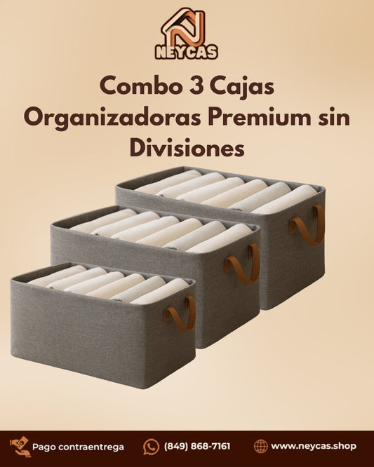 Combo 3 Cajas Organizadoras Premium sin Divisiones | Ordena tu Clóset al Instante
