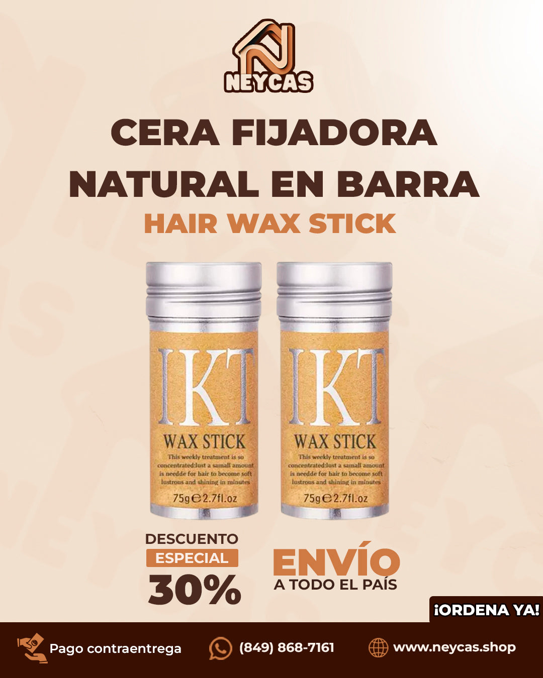 Combo de 2 (DOS) Cera Fijadora Natural en Barra IKT™ | Control total del frizz y baby hairs con ingredientes naturales