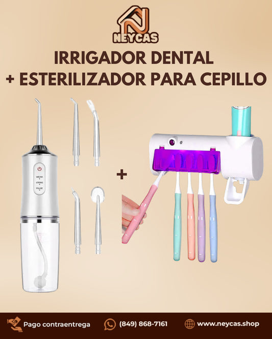 Irrigador Bucal + Esterilizador de Cepillos | “Sonrisa limpia, fresca y protegida todos los días”