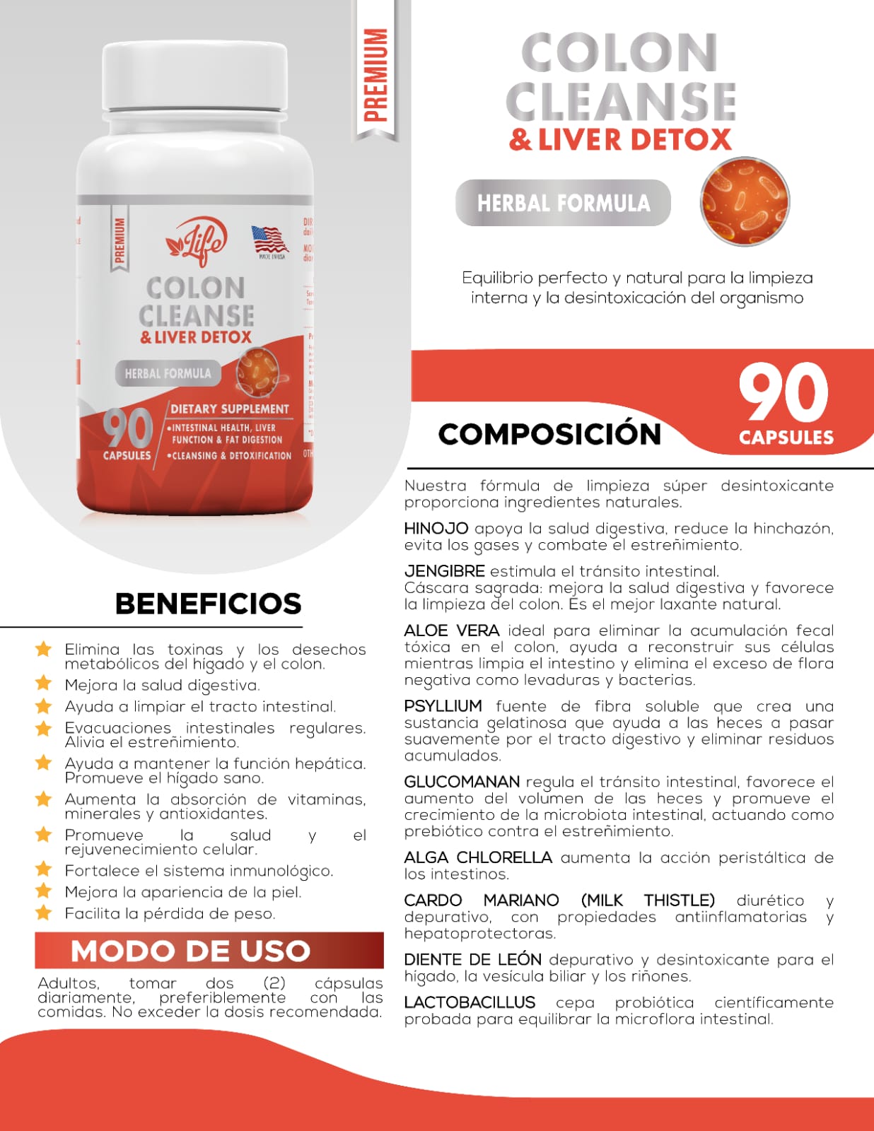 Combo Detox Digestive Colon Cleanse + Herbal Laxative Life™ | ¡No estás GORD@, estás INFLAMAD@! | Limpia Tu Organismo de forma Natural