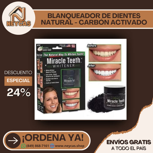 BLANQUEADOR DE DIENTES NATURAL DE CARBON ACTIVADO Y COCO