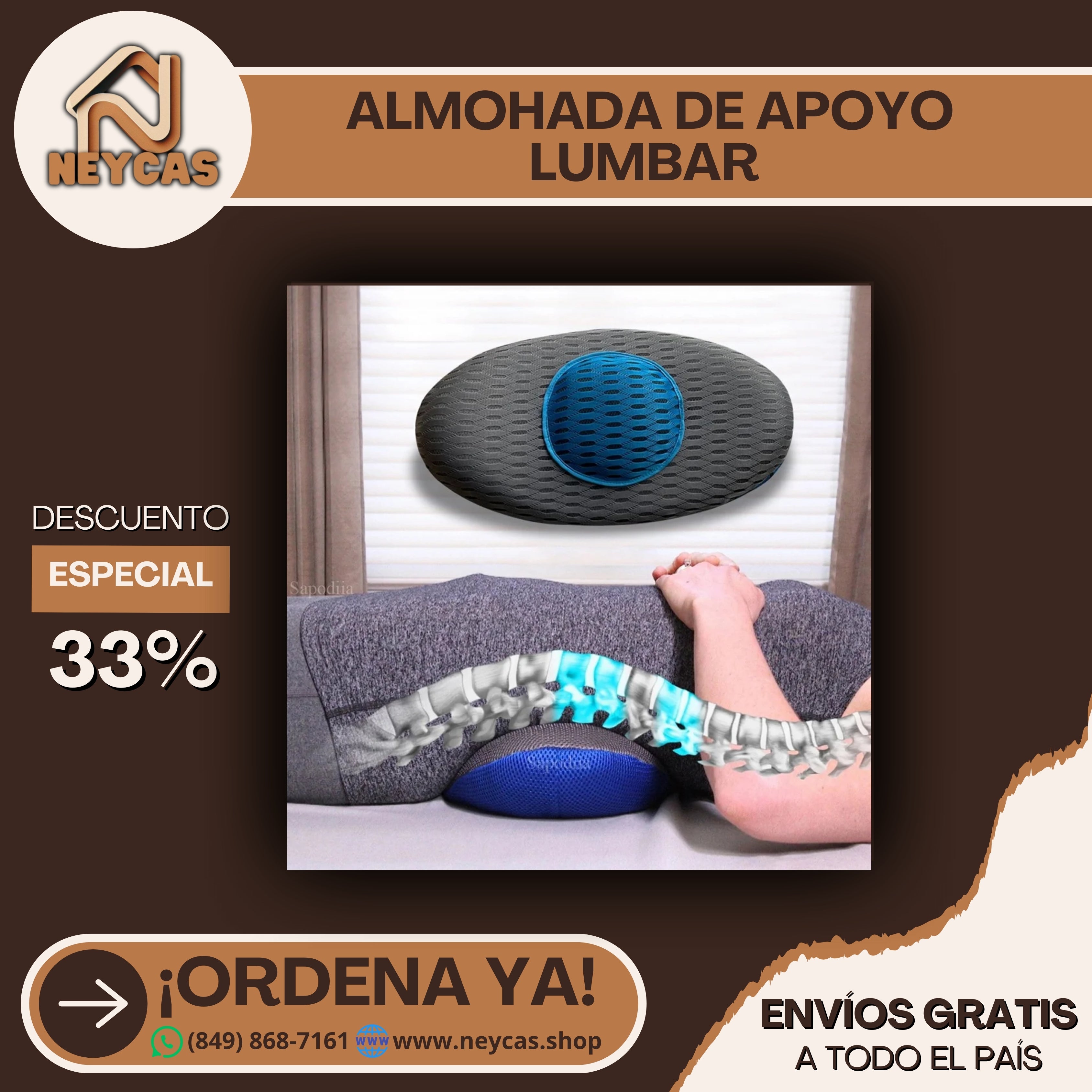 ALMOHADA DE SOPORTE LUMBAR PARA EL DOLOR Y LA FATIGA