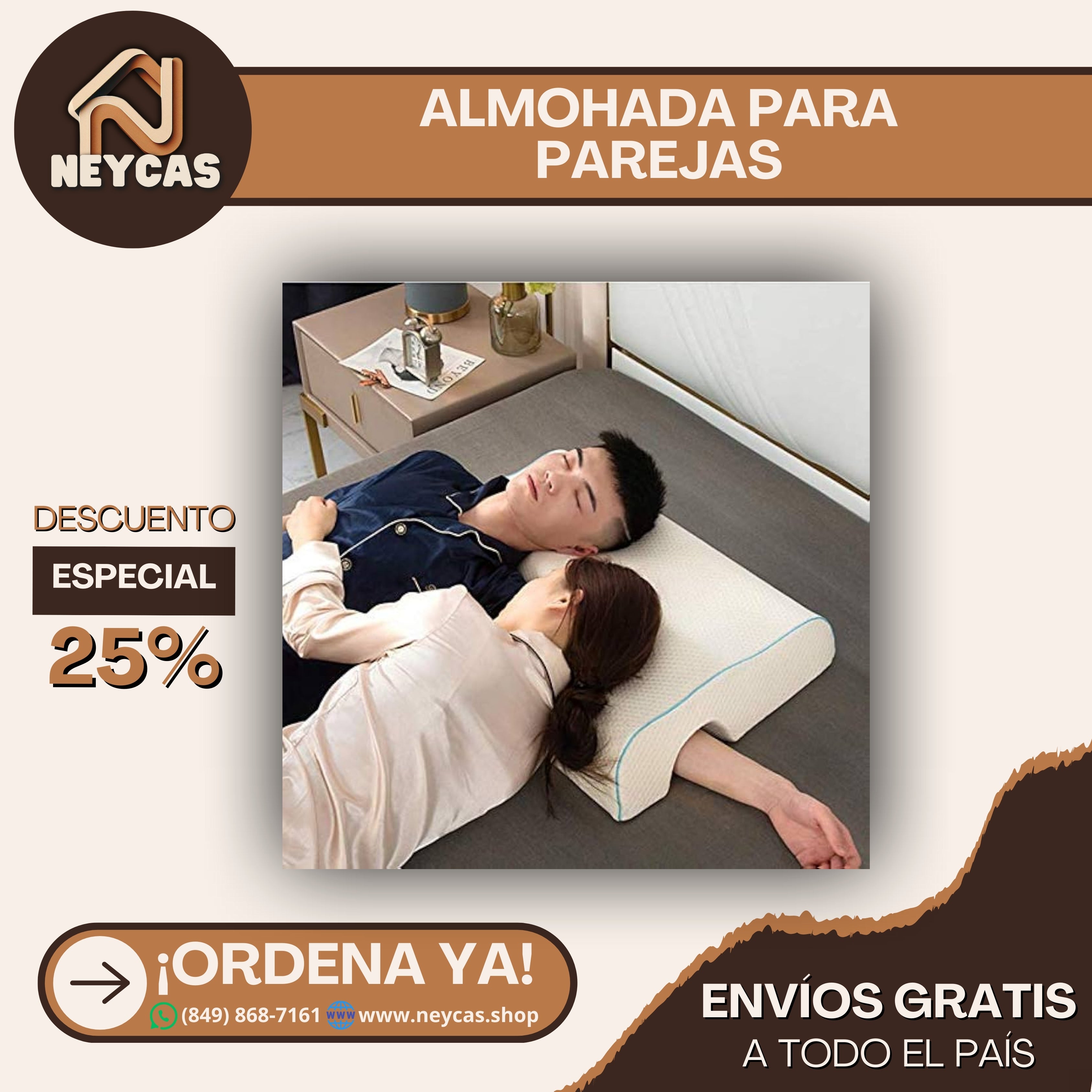 ALMOHADA ORTEPÉDICA PARA PAREJAS - DESCANSO LIGERO, CÓMODO Y PROFUNDO