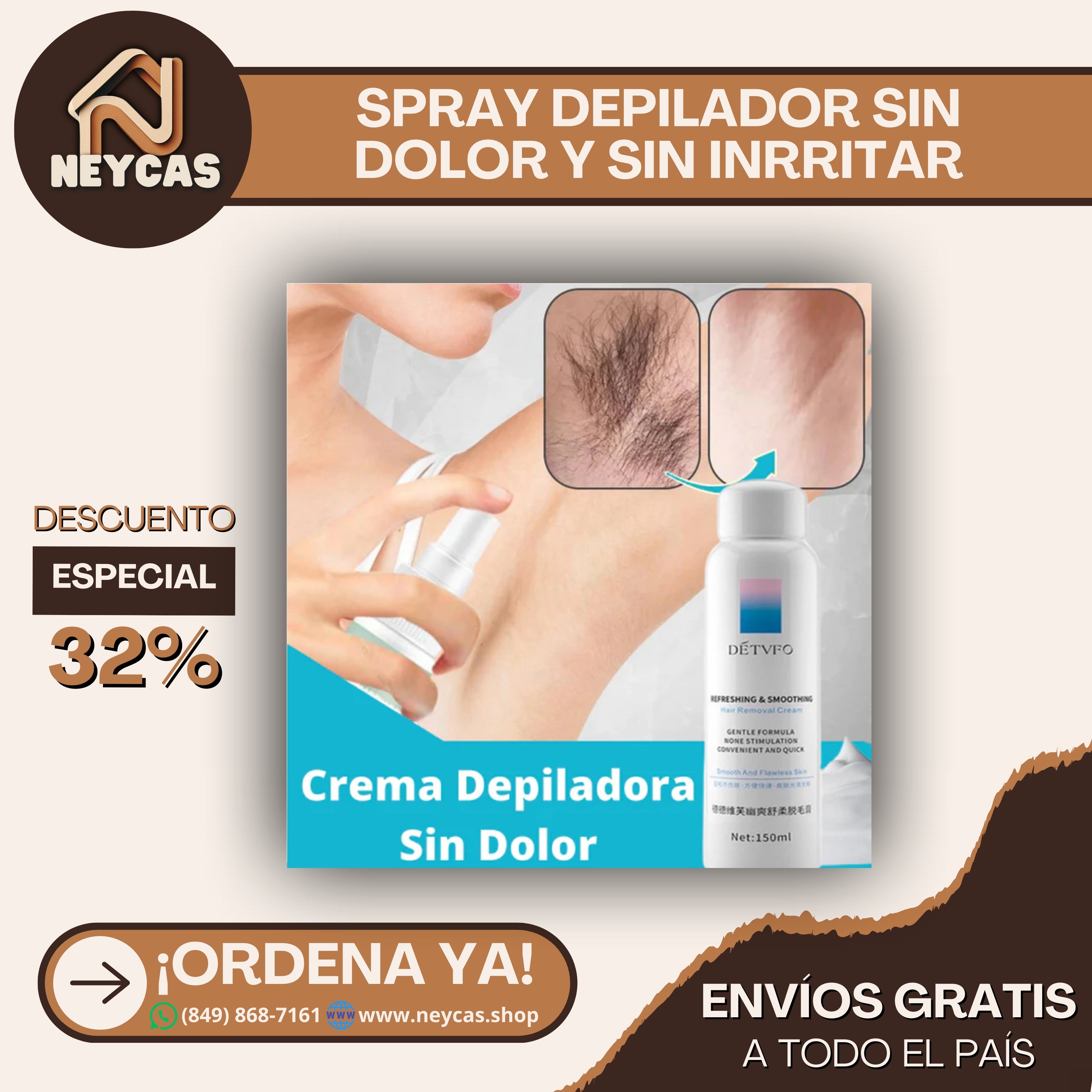 COMBO DE 2 (dos) SPRAY EN ESPUMA DEPILATORIA SIN DOLOR, SIN IRRITACIÓN Y SIN RASURADORAS