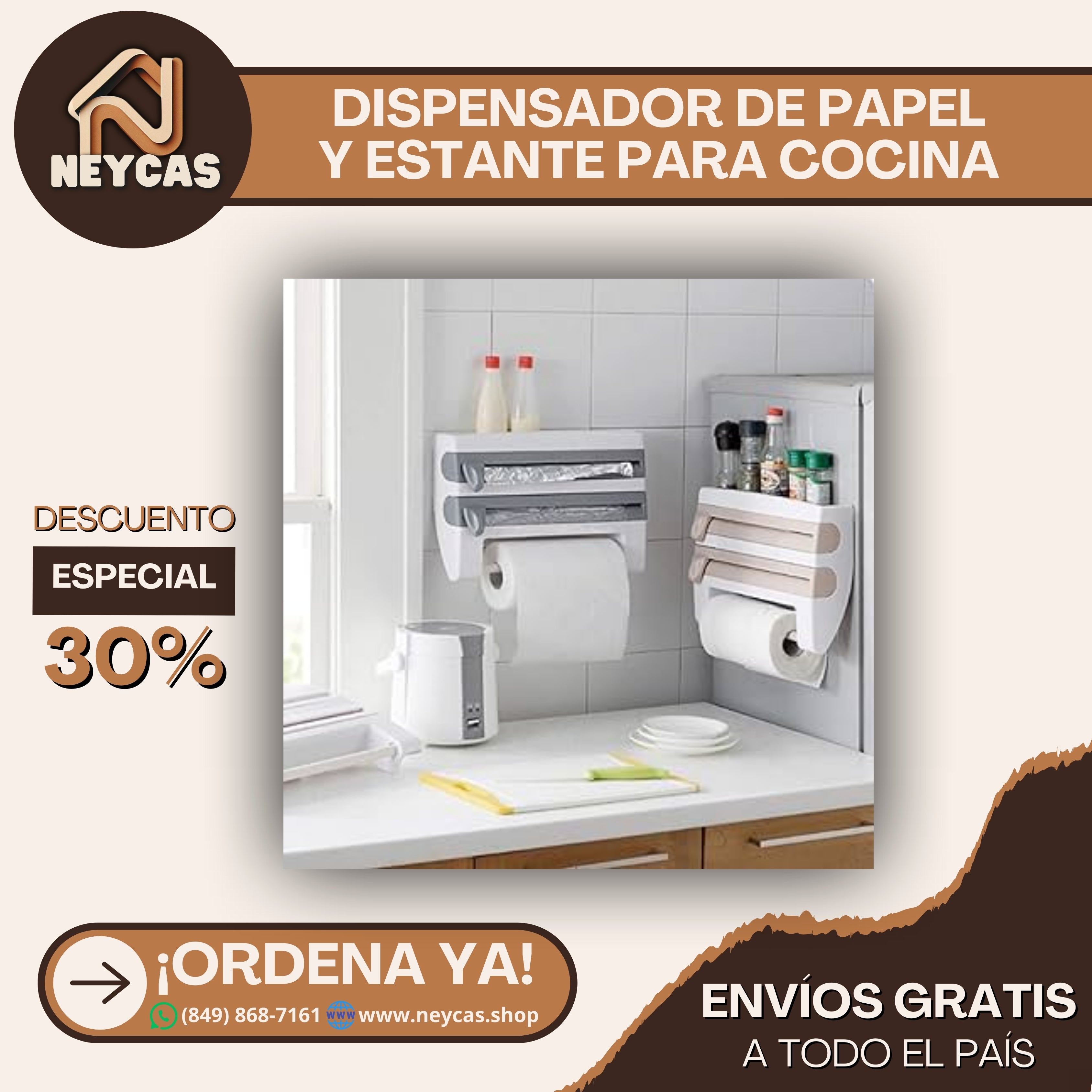 Dispensador papeles y estante de Cocina | Eleva el nivel de tu cocina