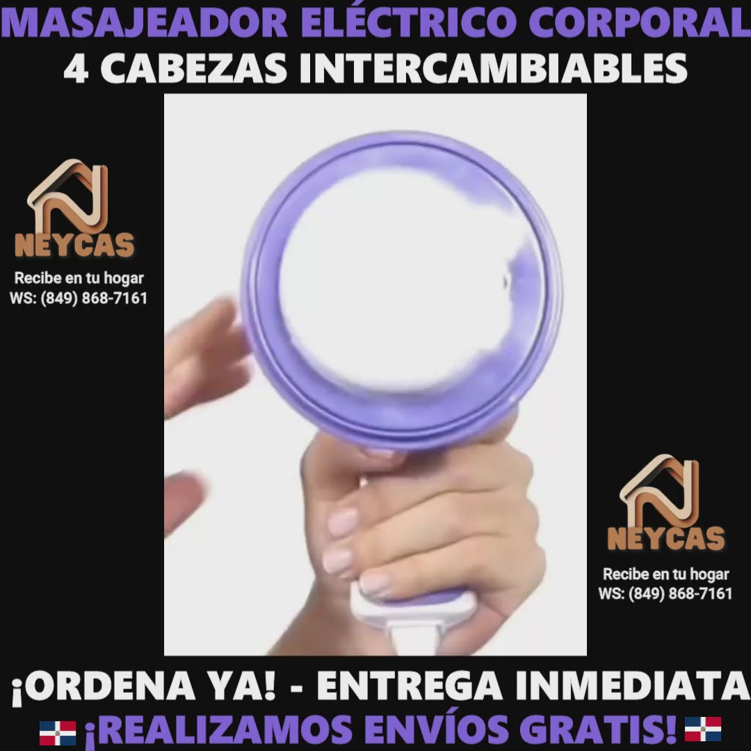 MASAJEADOR ELÉCTRICO CORPORAL DE 4 CABEZAS INTERCAMBIABLES